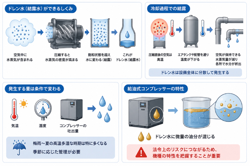 コンプレッサーのドレン水発生の仕組み