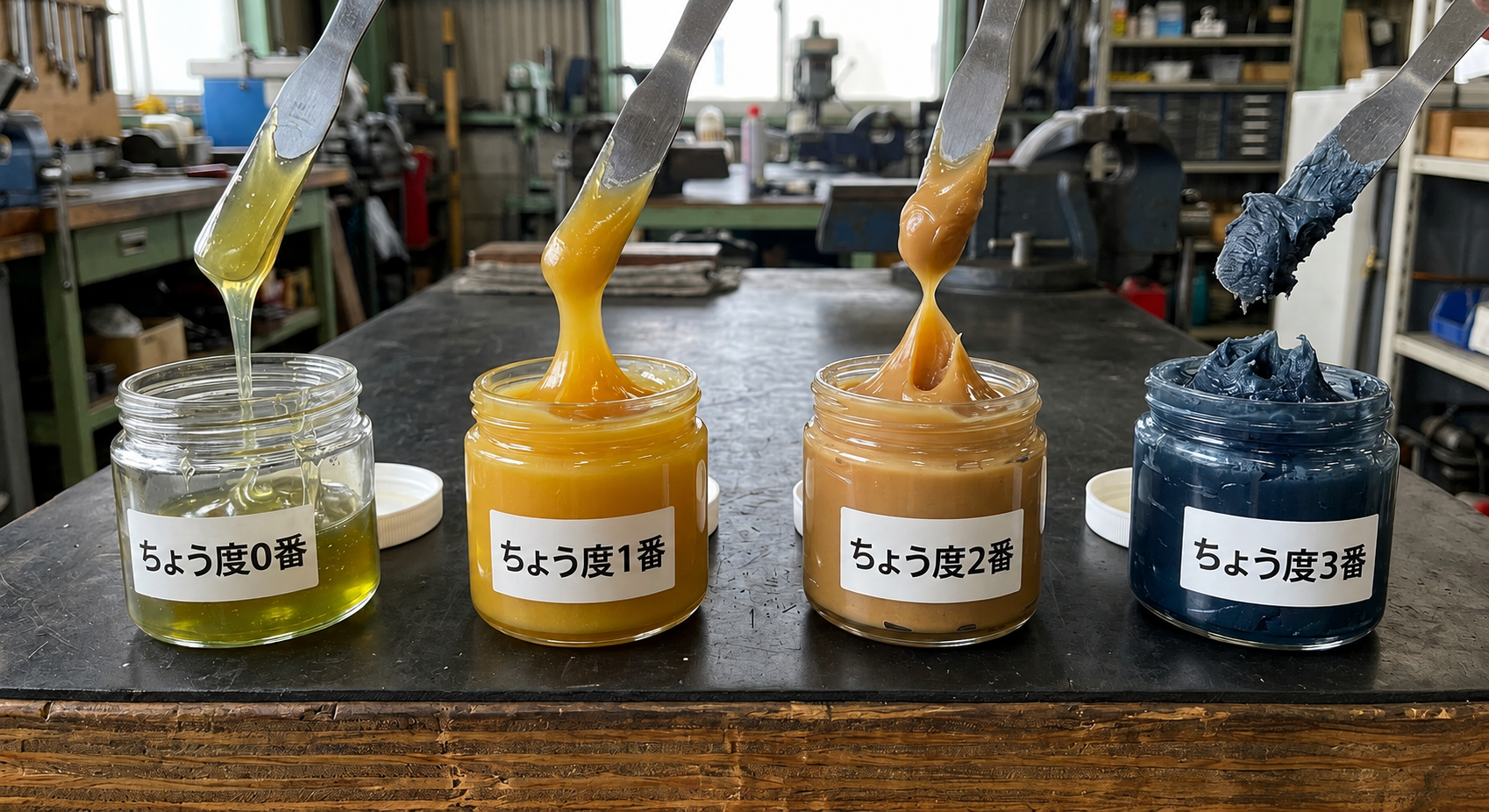 硬さの異なるグリース