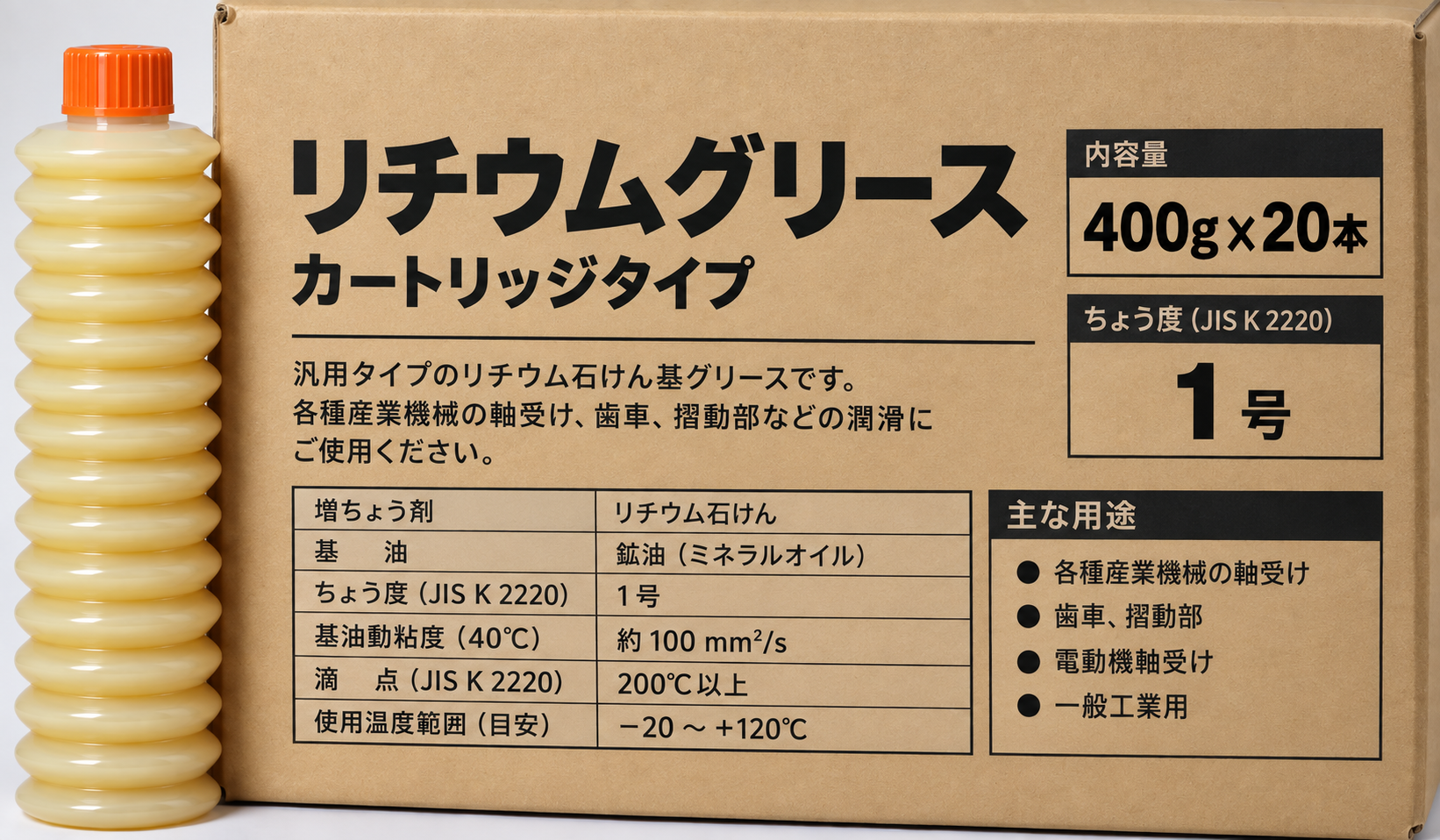 リチウムグリース製品ラベルとカートリッジ